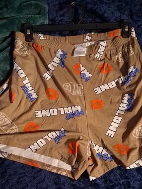 Unbranded Men’s Or Womend  Tan Graphic Lounge Shorts with Orange Accents